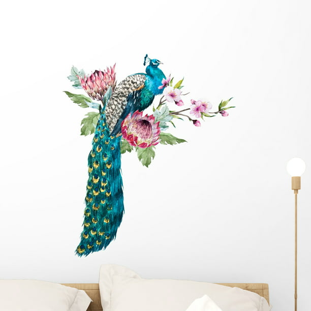 Slender Peacock Wall Stickers Vinyl Decal Mural Home Decor Removable